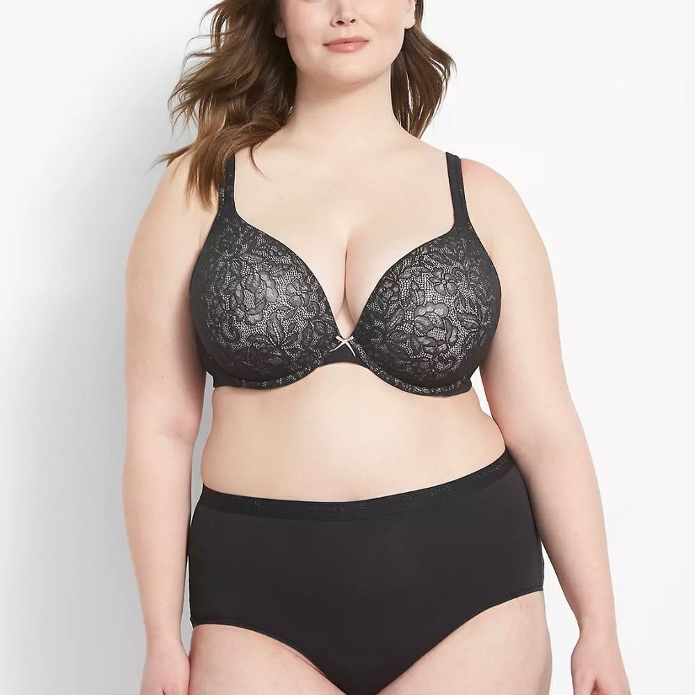 Cacique Cotton Boost Plunge Bra Sz 44G